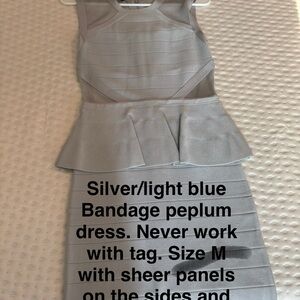 Elegant Silver Peplum Dress